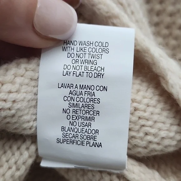 Sam Edelman Womens Sweater Long Sleeve Cream Wool Blend Side Slits. SZ Medium - Picture 10 of 13